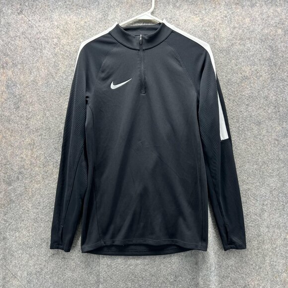 Nike Sweatshirt Men Small Black Athletic Running Dri Fit Polyester Swoosh VTG - Picture 1 of 11